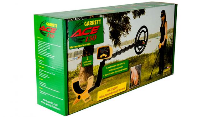Фирменная цветная коробка (упаковка) металлоискателя Garrett ACE 150 RUS